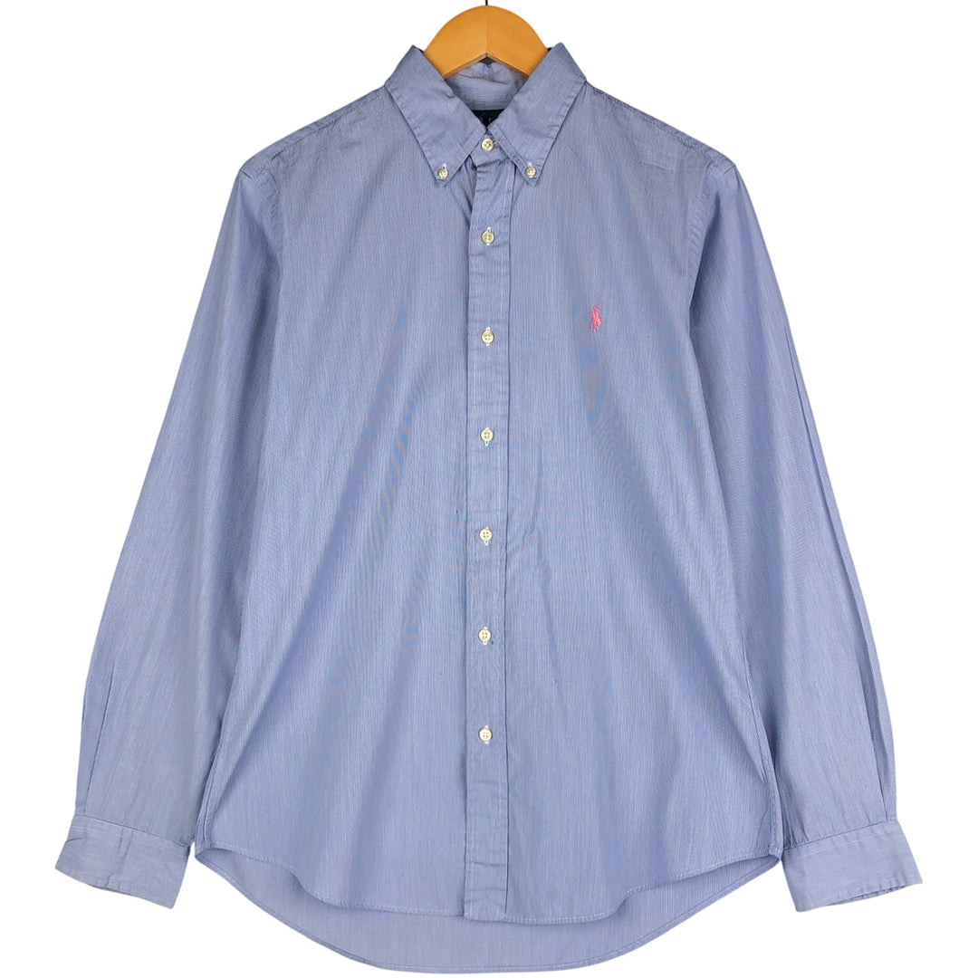Ralph Lauren CUSTOM FIT long sleeve button down striped shirt men's size M cotton blue type Vintage Second Hand