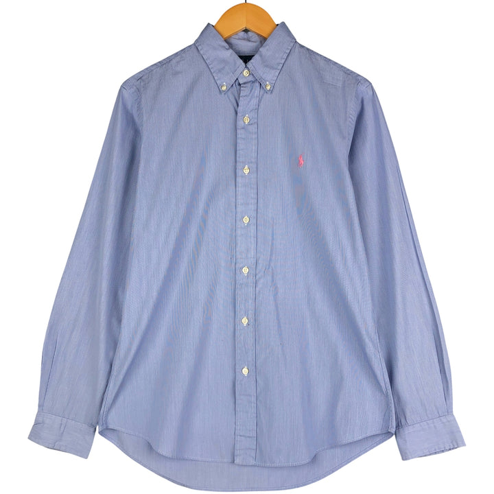 Ralph Lauren CUSTOM FIT long sleeve button down striped shirt men's size M cotton blue type Vintage Second Hand
