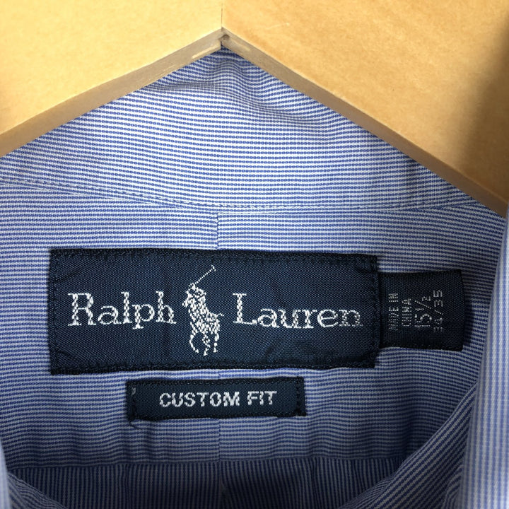 Ralph Lauren CUSTOM FIT long sleeve button down striped shirt men's size M cotton blue type Vintage Second Hand
