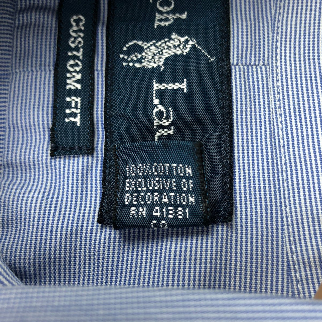 Ralph Lauren CUSTOM FIT long sleeve button down striped shirt men's size M cotton blue type Vintage Second Hand