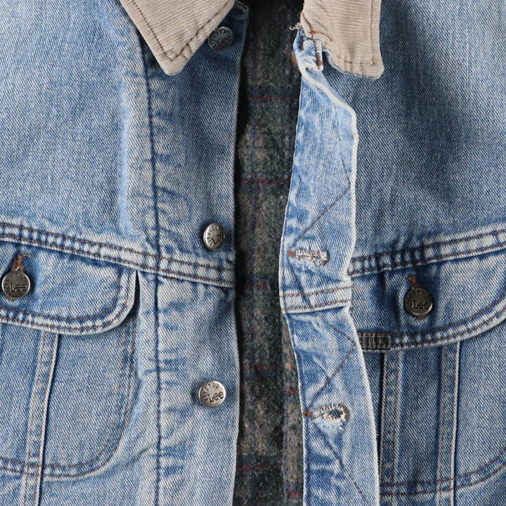 Vintage 90'S Lee RIVETED denim jacket, men's size XL unclear blue type Vintage Second Hand