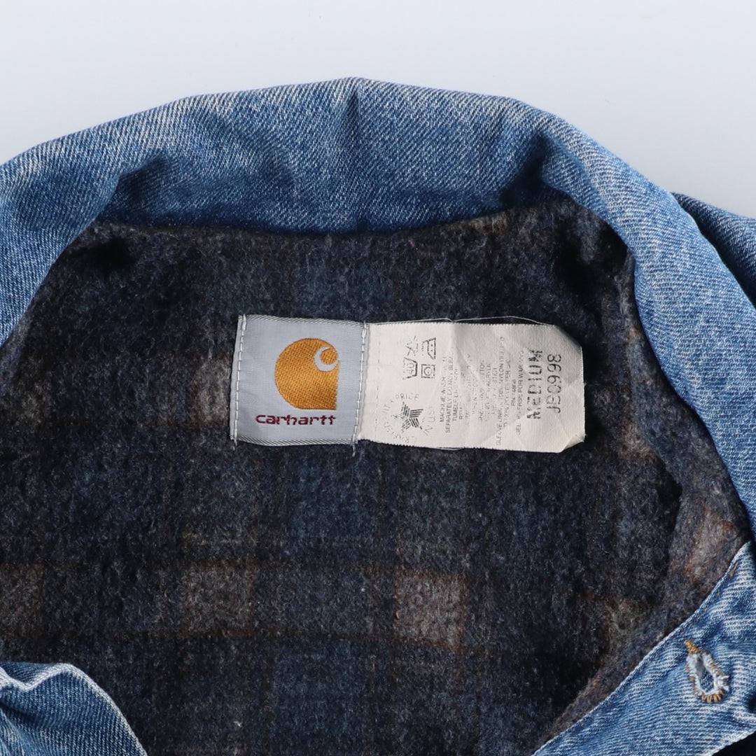 Vintage 80s-90'S Carhartt denim jacket, made in the USA, size M, men's cotton blue type Vintage Second Hand