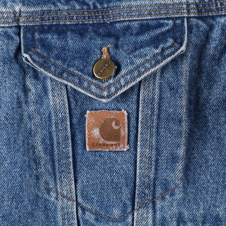 Vintage 80s-90'S Carhartt denim jacket, made in the USA, size M, men's cotton blue type Vintage Second Hand