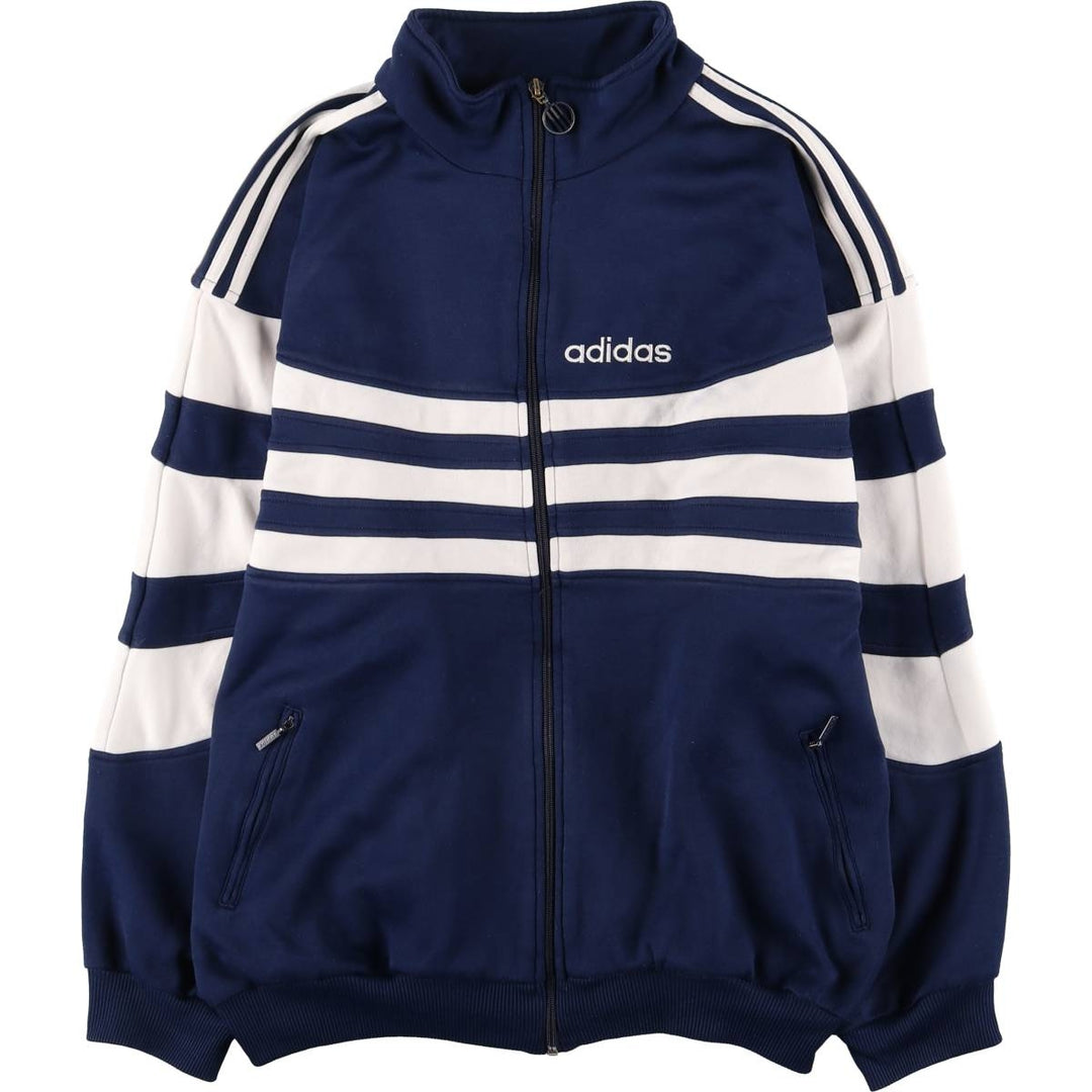 90'S Adidas Jersey Track Jacket Men's L Size Vintage polyester navy blue type Vintage Second Hand