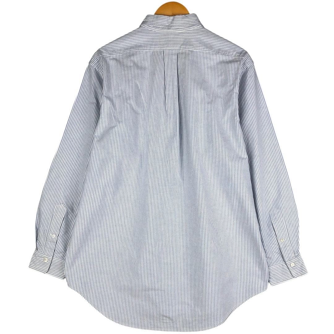 Ralph Lauren long sleeve button down striped shirt, men's size L cotton blue type Vintage Second Hand