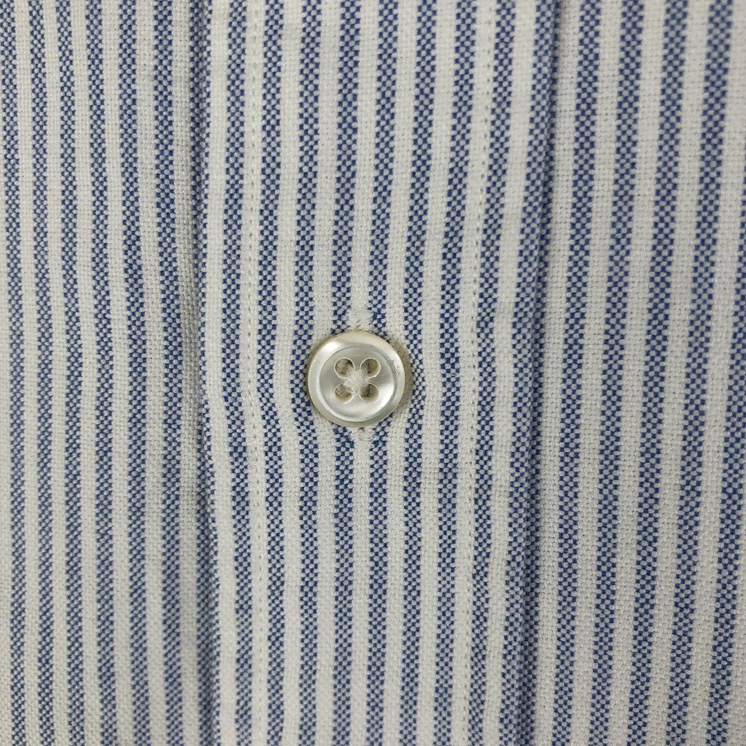 Ralph Lauren long sleeve button down striped shirt, men's size L cotton blue type Vintage Second Hand