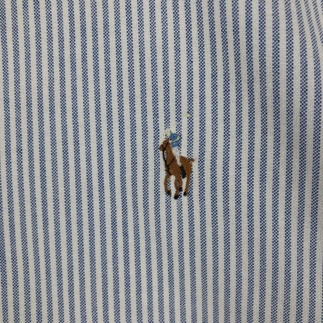 Ralph Lauren long sleeve button down striped shirt, men's size L cotton blue type Vintage Second Hand