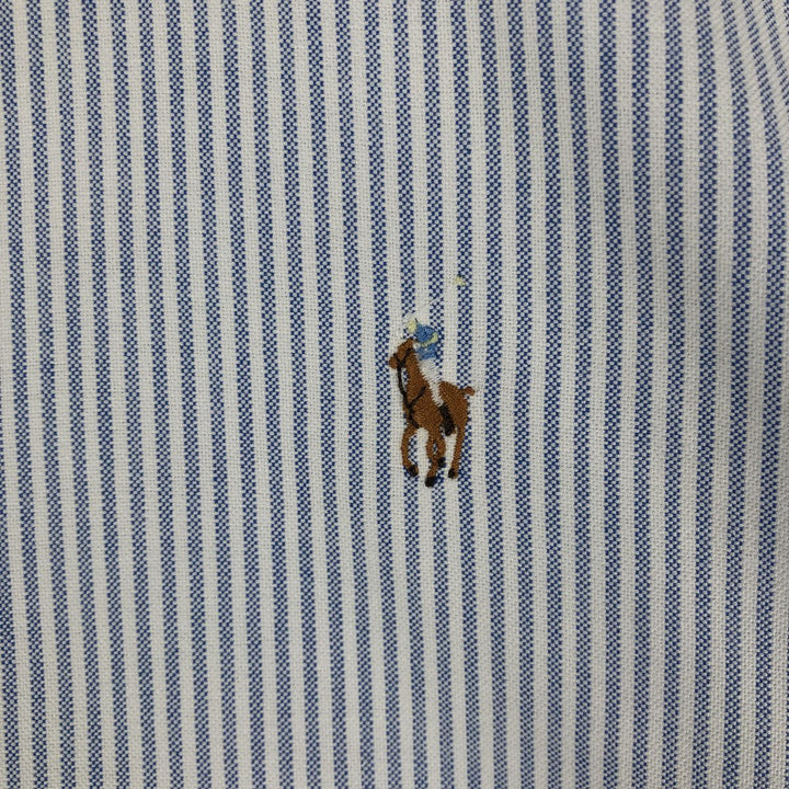 Ralph Lauren long sleeve button down striped shirt, men's size L cotton blue type Vintage Second Hand
