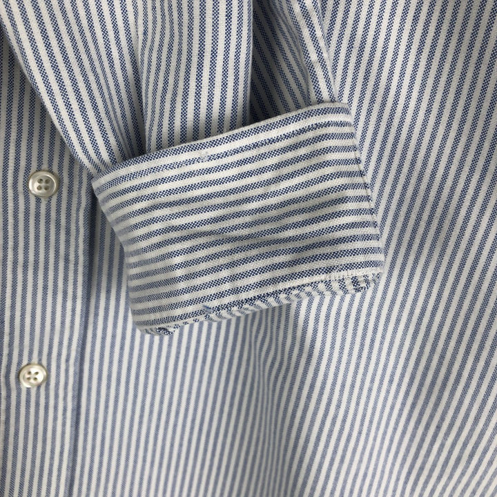 Ralph Lauren long sleeve button down striped shirt, men's size L cotton blue type Vintage Second Hand