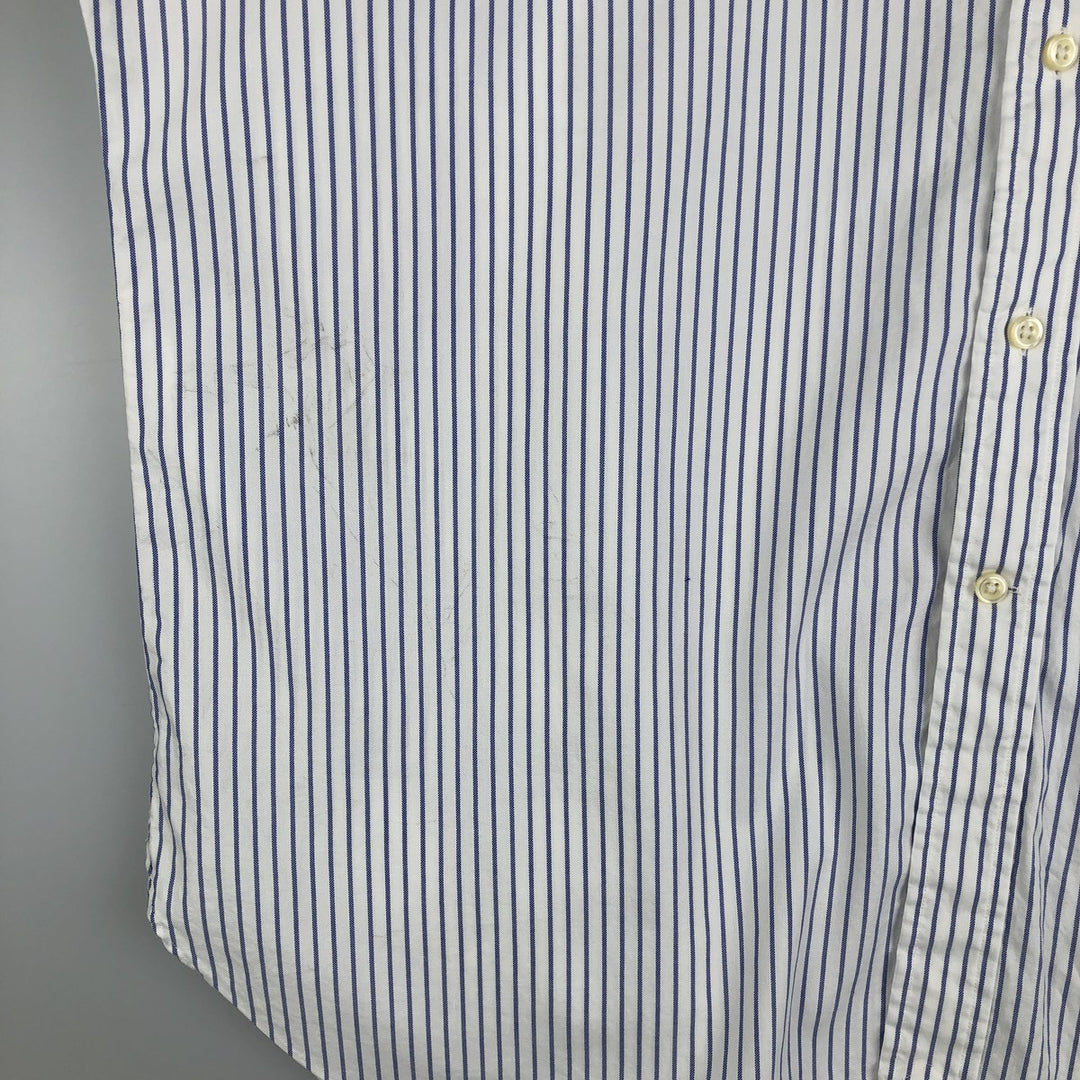 Ralph Lauren long sleeve button down striped shirt, men's XL size cotton Navy blue Vintage Second Hand