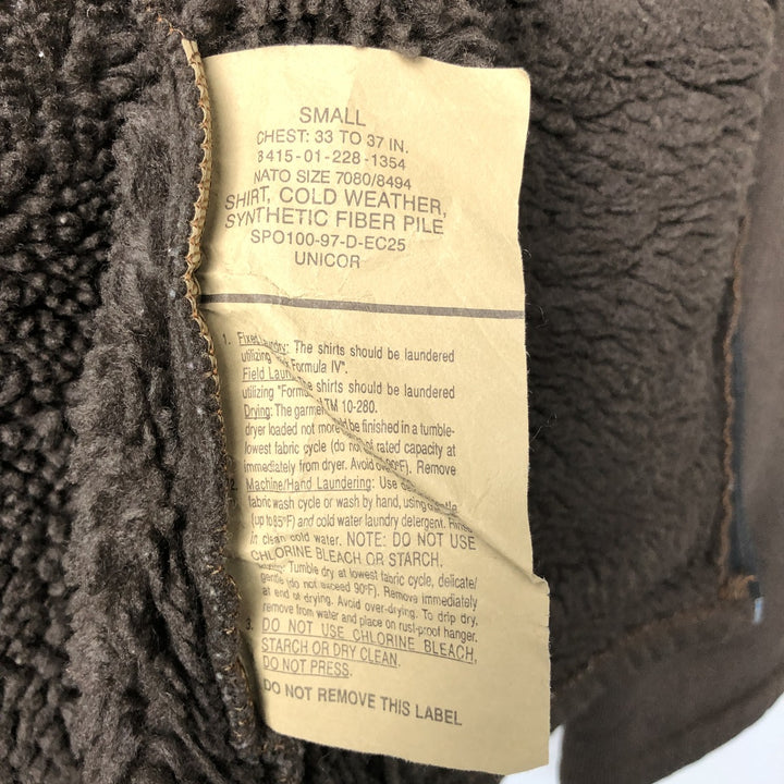 1990'S US Military Bear Jacket, Brown Pile Jacket, Military Fleece Jacket, Made in USA, Small, Men's Size S unclear brown type Vintage Second Hand