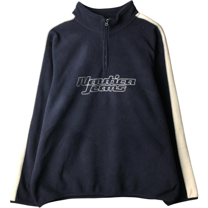 Nautica Jeans Company Half-Zip Fleece Pullover, Men's XXL polyester navy blue type Vintage Second Hand