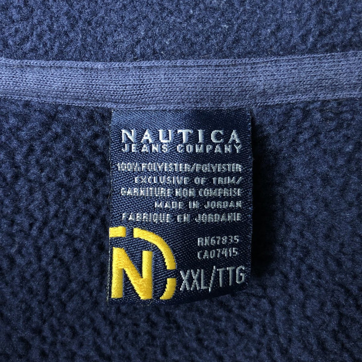 Nautica Jeans Company Half-Zip Fleece Pullover, Men's XXL polyester navy blue type Vintage Second Hand
