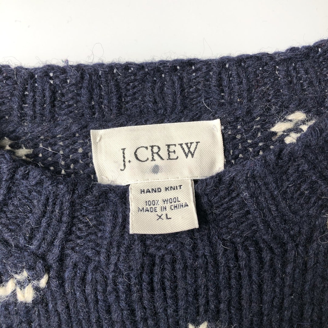 Vintage 90'S J.Crew Snow Pattern Nordic Sweater, Men's Size XL wool navy blue type Vintage Second Hand