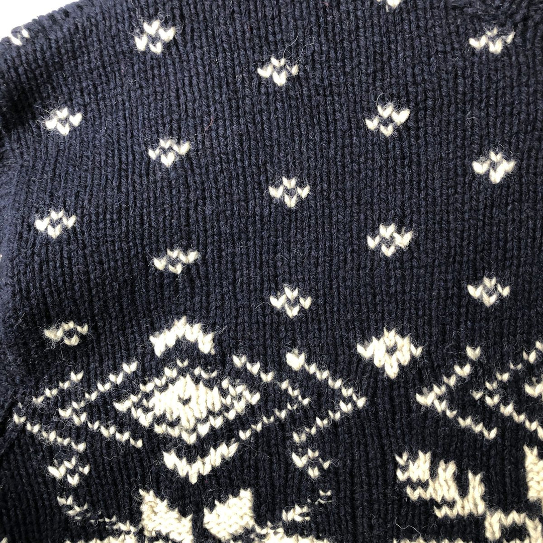 Vintage 90'S J.Crew Snow Pattern Nordic Sweater, Men's Size XL wool navy blue type Vintage Second Hand