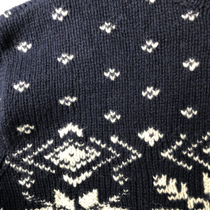 Vintage 90'S J.Crew Snow Pattern Nordic Sweater, Men's Size XL wool navy blue type Vintage Second Hand