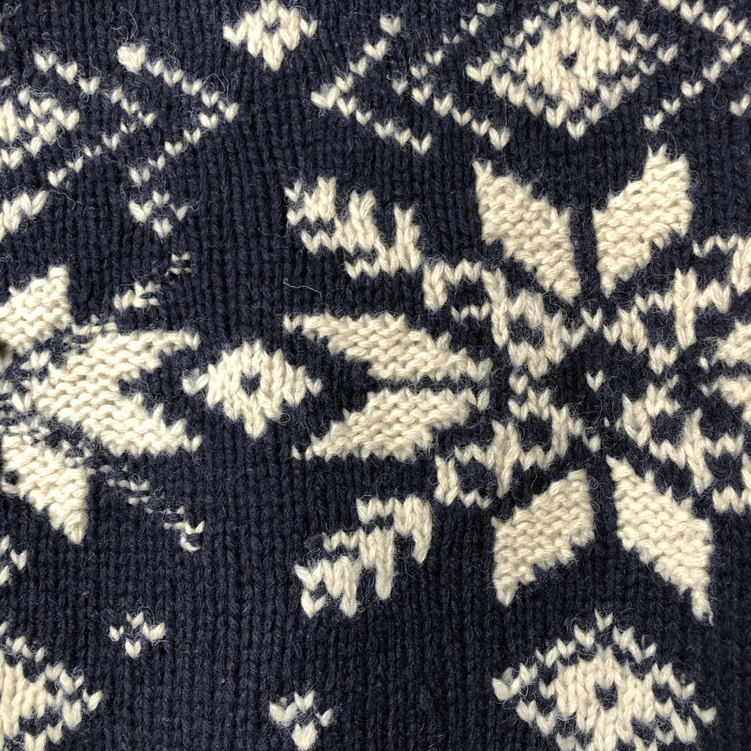 Vintage 90'S J.Crew Snow Pattern Nordic Sweater, Men's Size XL wool navy blue type Vintage Second Hand