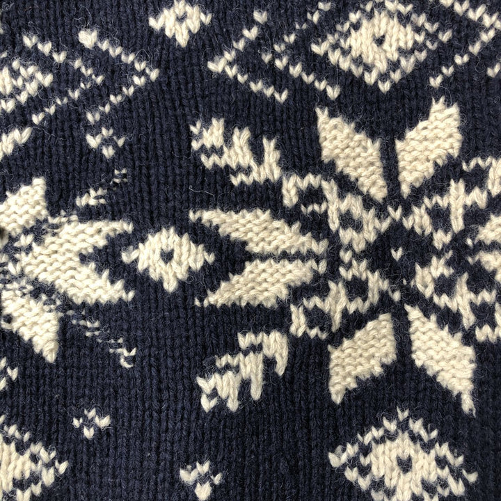 Vintage 90'S J.Crew Snow Pattern Nordic Sweater, Men's Size XL wool navy blue type Vintage Second Hand