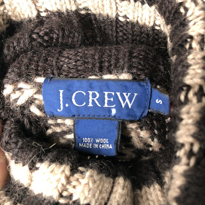 2000'S J.Crew Snow Pattern Turtleneck Nordic Sweater, Men's Size Small wool red type Vintage Second Hand