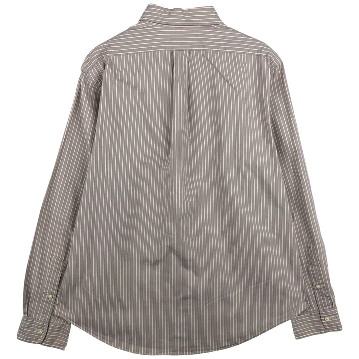 Ralph Lauren CUSTOM FIT long sleeve button down striped shirt men's size L cotton beige type brown Vintage Second Hand