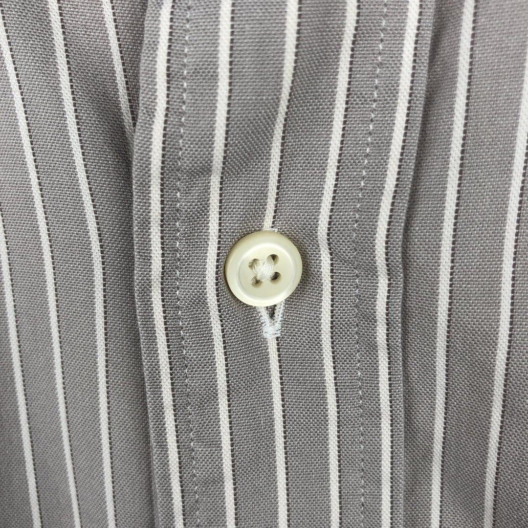 Ralph Lauren CUSTOM FIT long sleeve button down striped shirt men's size L cotton beige type brown Vintage Second Hand