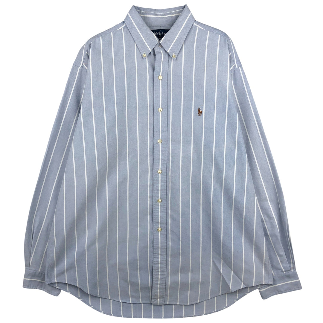 Ralph Lauren YARMOUTH Long Sleeve Button-Down Striped Shirt, Men's XL cotton white type Vintage Second Hand