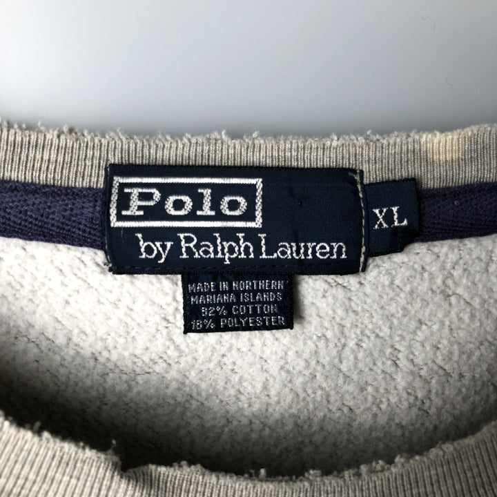 Ralph Lauren POLO by Ralph Lauren One Point Logo Sweatshirt Trainer Men's XL cotton gray type Vintage Second Hand