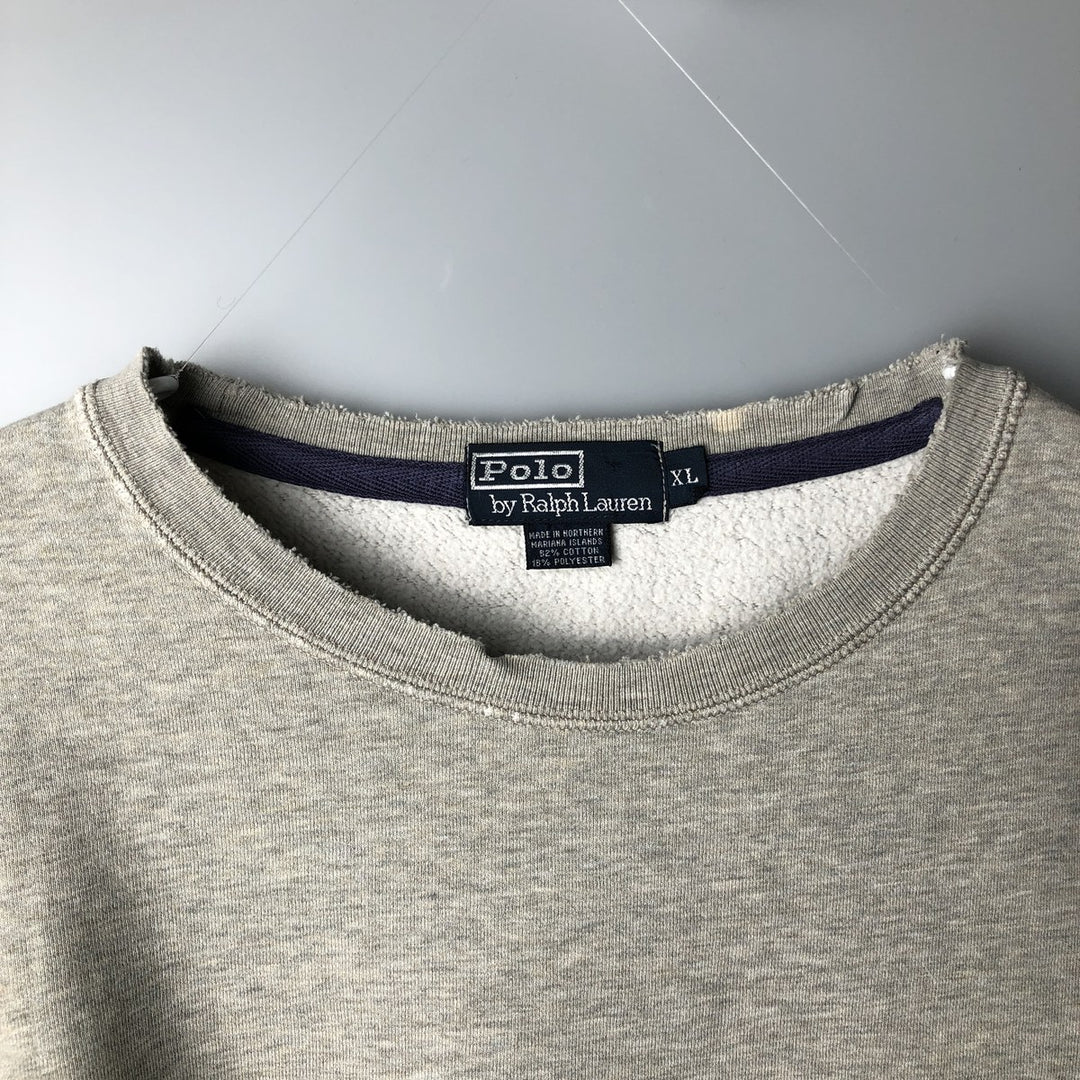 Ralph Lauren POLO by Ralph Lauren One Point Logo Sweatshirt Trainer Men's XL cotton gray type Vintage Second Hand