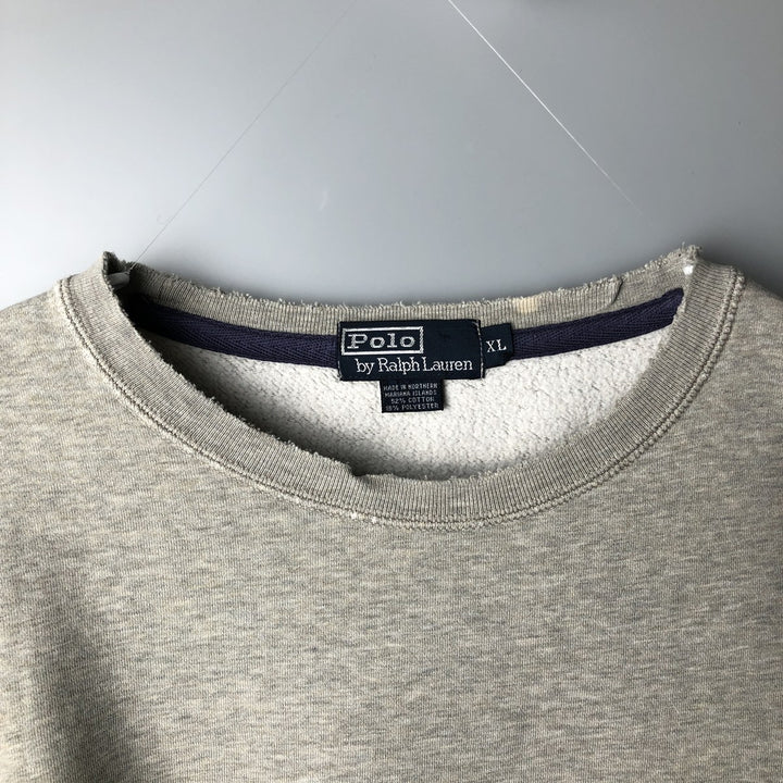 Ralph Lauren POLO by Ralph Lauren One Point Logo Sweatshirt Trainer Men's XL cotton gray type Vintage Second Hand