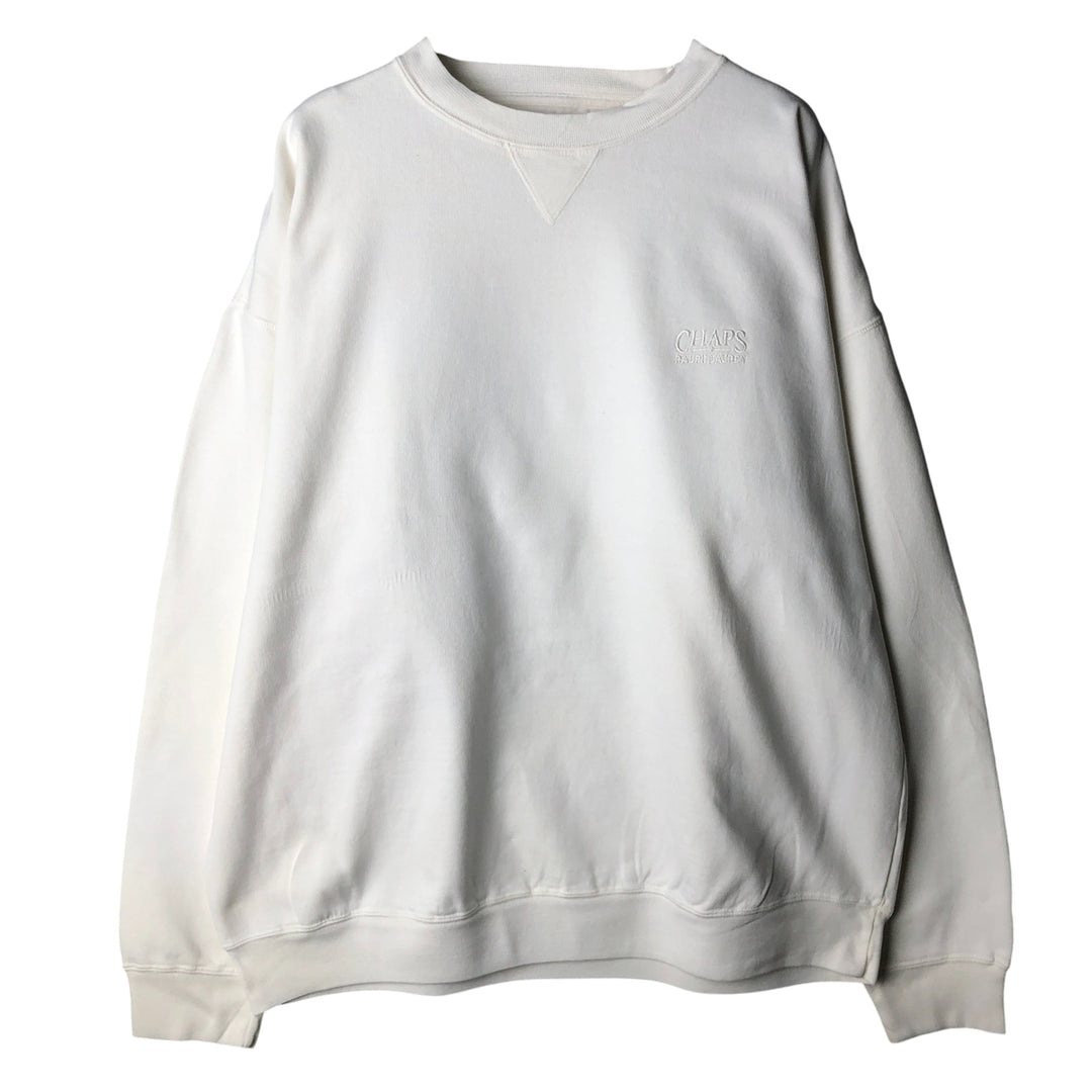 Vintage 1980'S Ralph Lauren CHAPS logo sweatshirt, men's size L cotton white type Vintage Second Hand