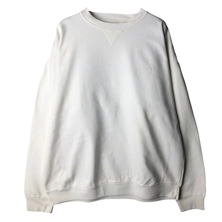 Vintage 1980'S Ralph Lauren CHAPS logo sweatshirt, men's size L cotton white type Vintage Second Hand