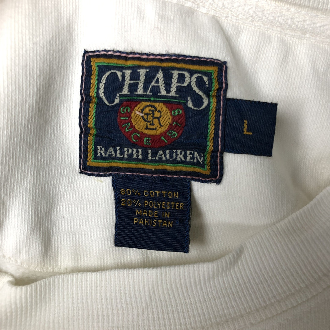 Vintage 1980'S Ralph Lauren CHAPS logo sweatshirt, men's size L cotton white type Vintage Second Hand