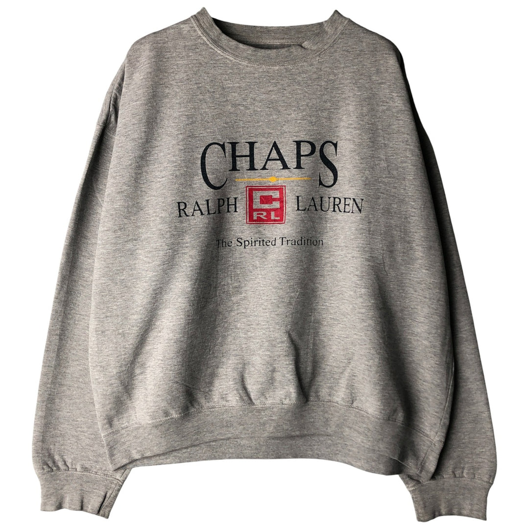 Ralph Lauren CHAPS logo sweatshirt, men's size L cotton gray type Vintage Second Hand