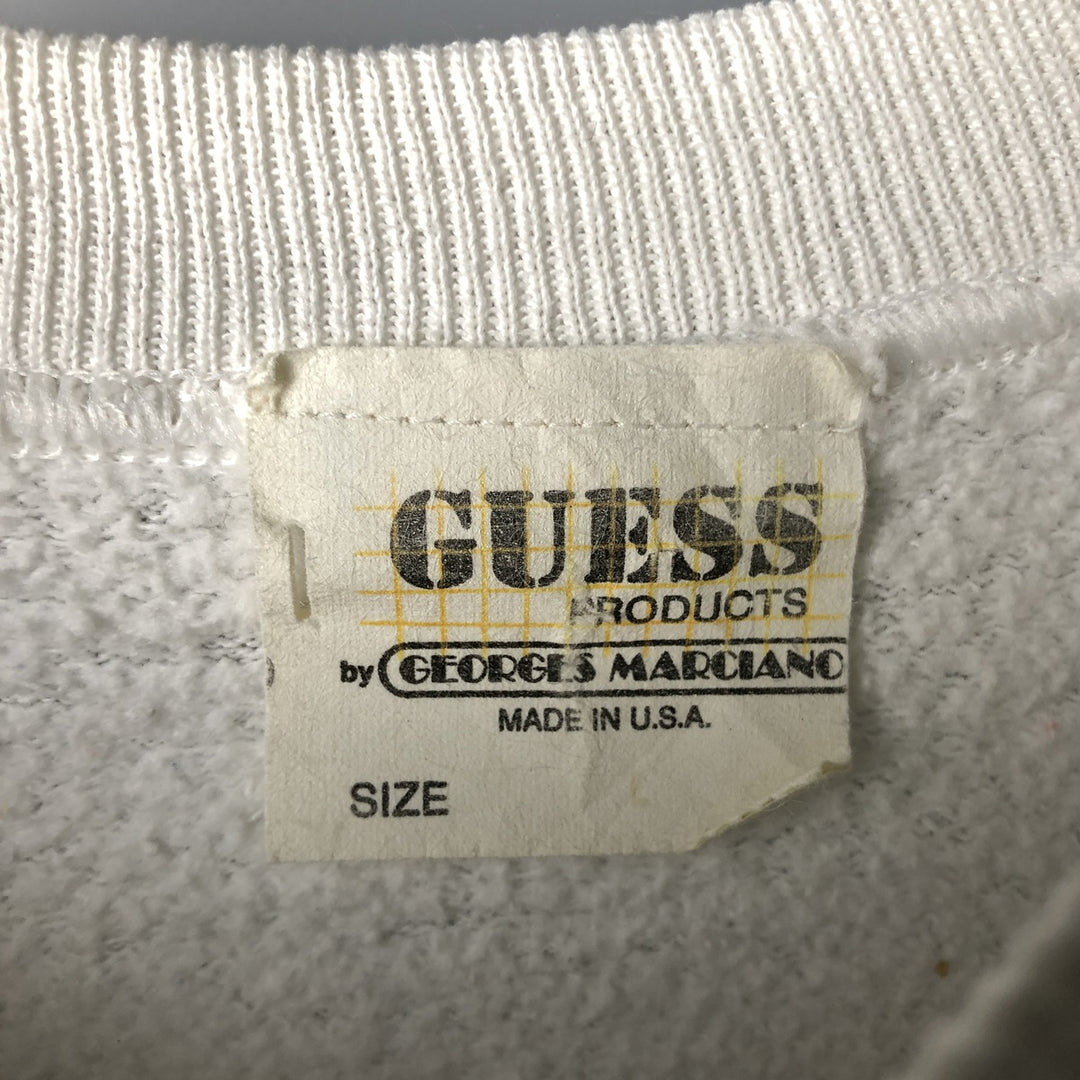 Vintage 1980'S Guess by Georges Marciano logo sweatshirt, made in the USA, size L, men's unclear white type Vintage Second Hand