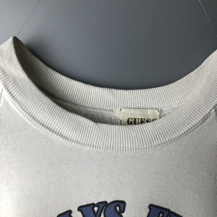 Vintage 1980'S Guess by Georges Marciano logo sweatshirt, made in the USA, size L, men's unclear white type Vintage Second Hand