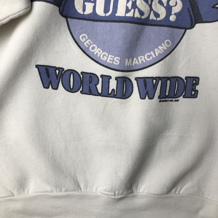 Vintage 1980'S Guess by Georges Marciano logo sweatshirt, made in the USA, size L, men's unclear white type Vintage Second Hand