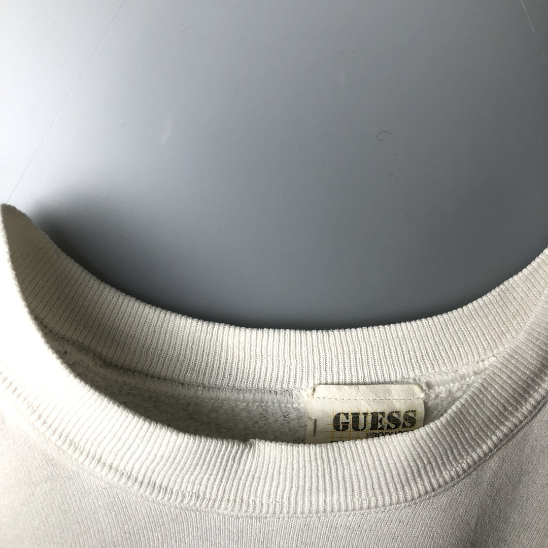 Vintage 1980'S Guess by Georges Marciano logo sweatshirt, made in the USA, size L, men's unclear white type Vintage Second Hand