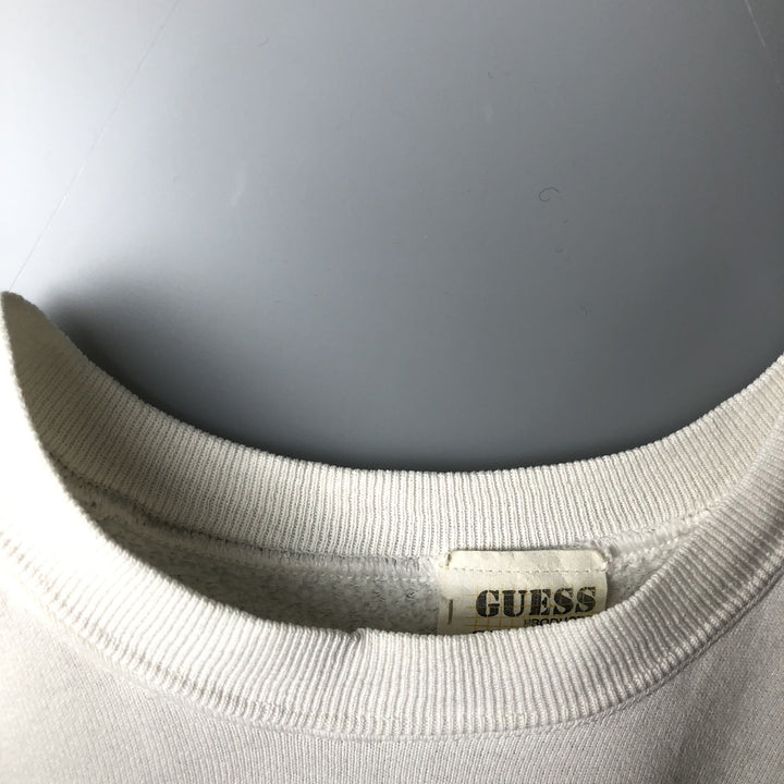 Vintage 1980'S Guess by Georges Marciano logo sweatshirt, made in the USA, size L, men's unclear white type Vintage Second Hand