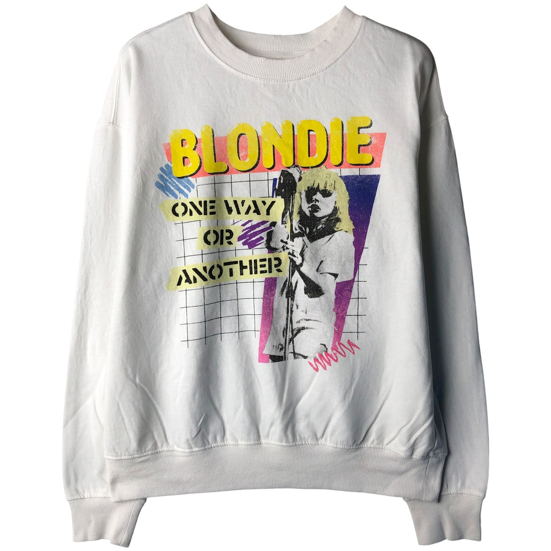 BLONDIE Print Band Sweatshirt, Men's, Size L, Vintage unclear white type Vintage Second Hand
