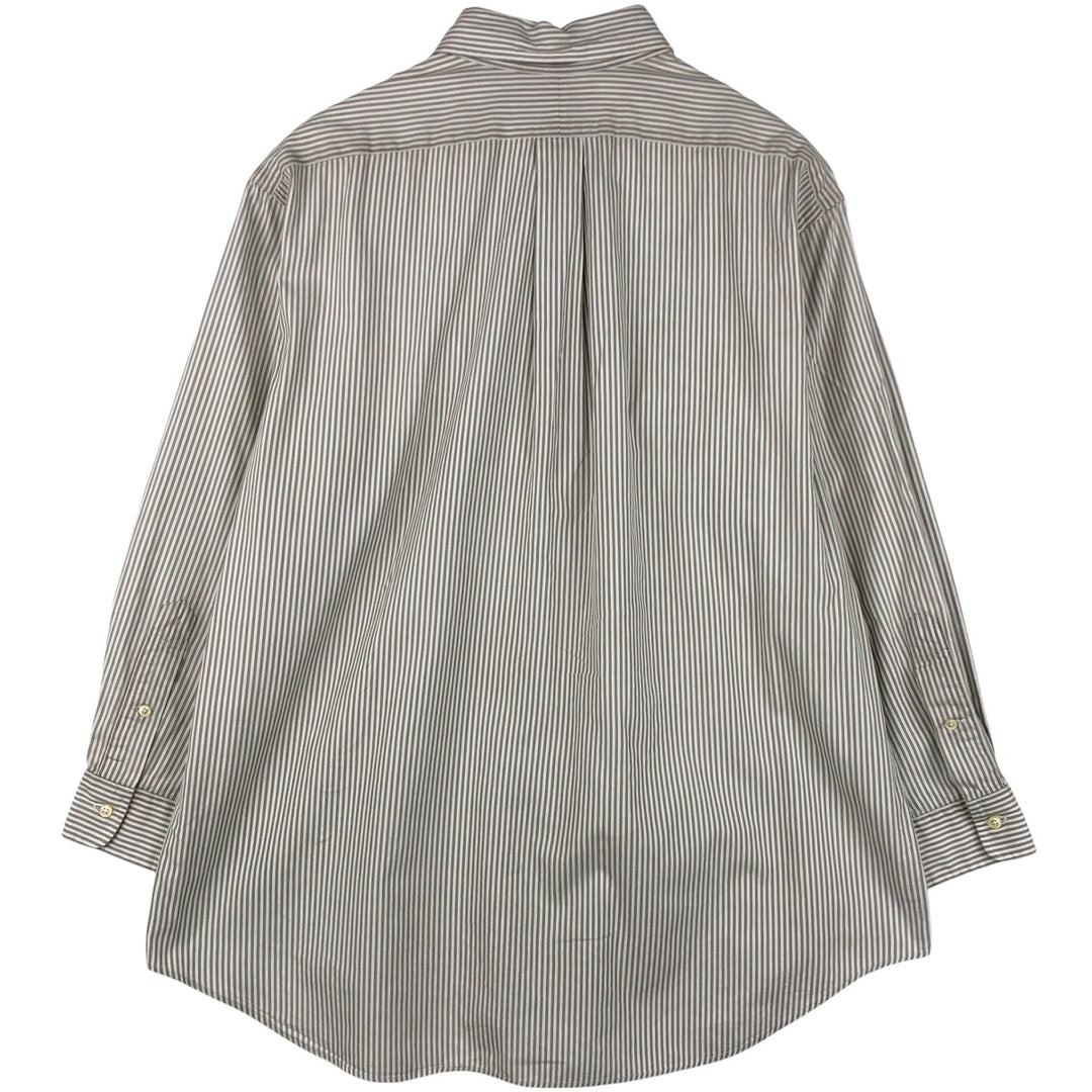 Ralph Lauren YARMOUTH Long Sleeve Button-Down Striped Shirt, Men's XL cotton Khaki type Vintage Second Hand