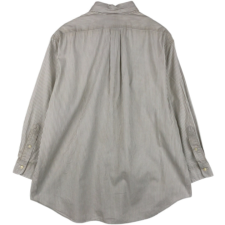 Ralph Lauren YARMOUTH Long Sleeve Button-Down Striped Shirt, Men's XL cotton Khaki type Vintage Second Hand