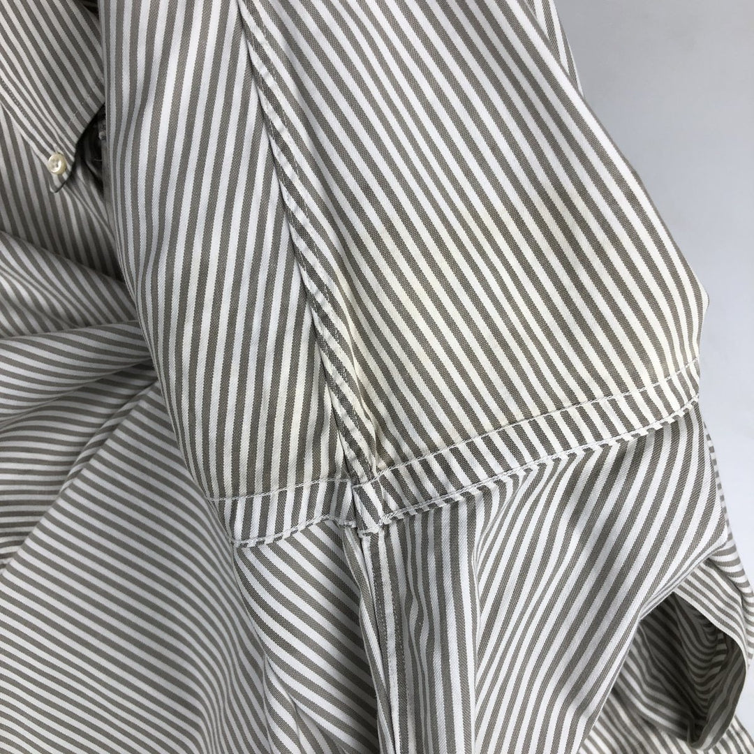 Ralph Lauren YARMOUTH Long Sleeve Button-Down Striped Shirt, Men's XL cotton Khaki type Vintage Second Hand