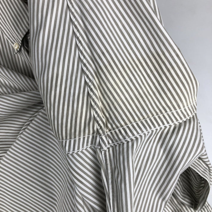 Ralph Lauren YARMOUTH Long Sleeve Button-Down Striped Shirt, Men's XL cotton Khaki type Vintage Second Hand