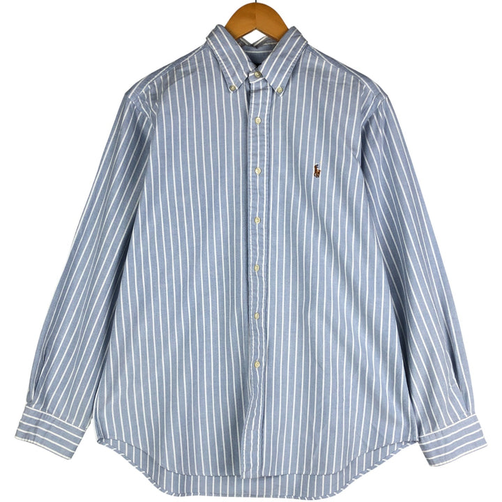 Ralph Lauren Classic Fit Long Sleeve Button Down Striped Shirt, Men's Size L cotton blue type Vintage Second Hand