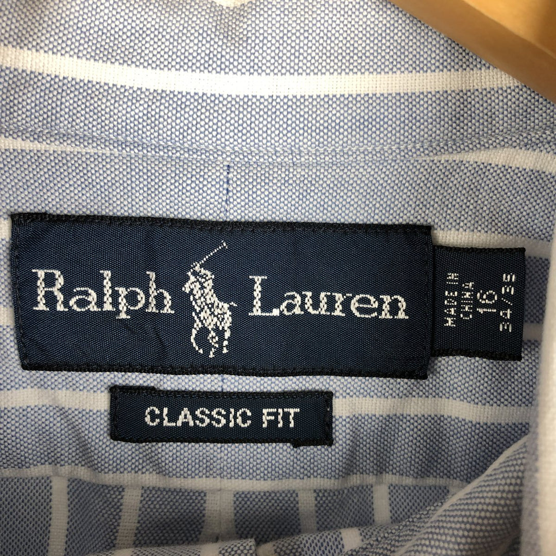Ralph Lauren Classic Fit Long Sleeve Button Down Striped Shirt, Men's Size L cotton blue type Vintage Second Hand