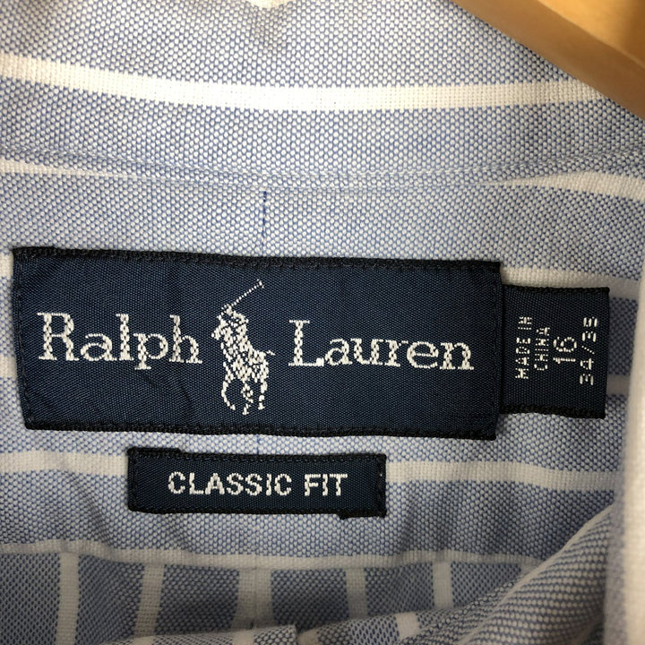 Ralph Lauren Classic Fit Long Sleeve Button Down Striped Shirt, Men's Size L cotton blue type Vintage Second Hand