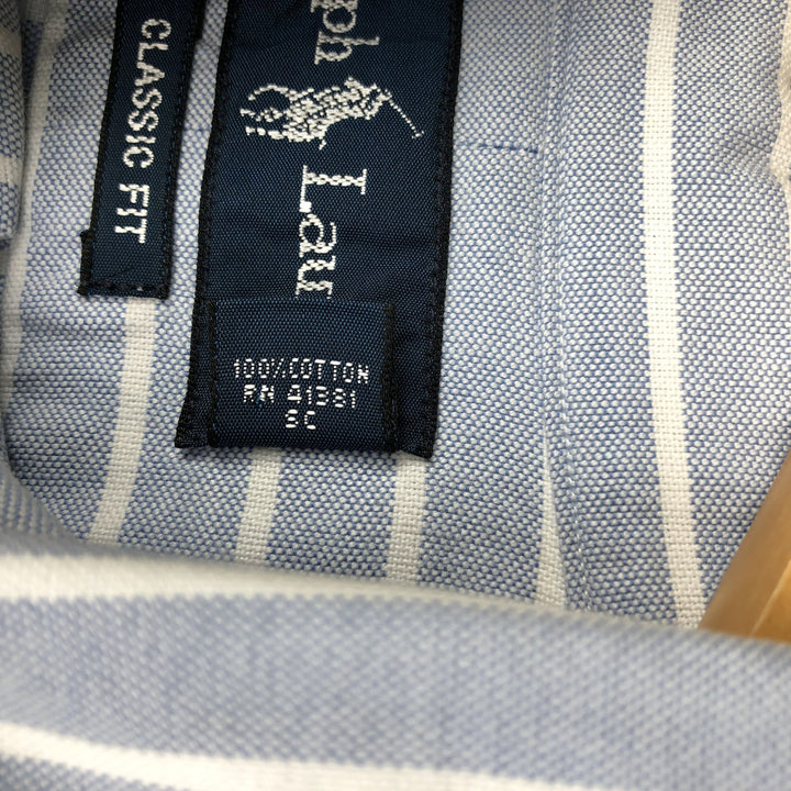 Ralph Lauren Classic Fit Long Sleeve Button Down Striped Shirt, Men's Size L cotton blue type Vintage Second Hand