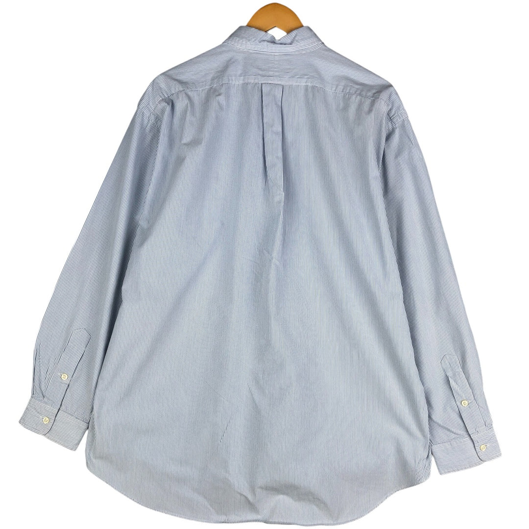 Ralph Lauren BLAKE Stripe Pattern Long Sleeve Button-Down Shirt, Men's Size XL cotton Blue type light blue Vintage Second Hand