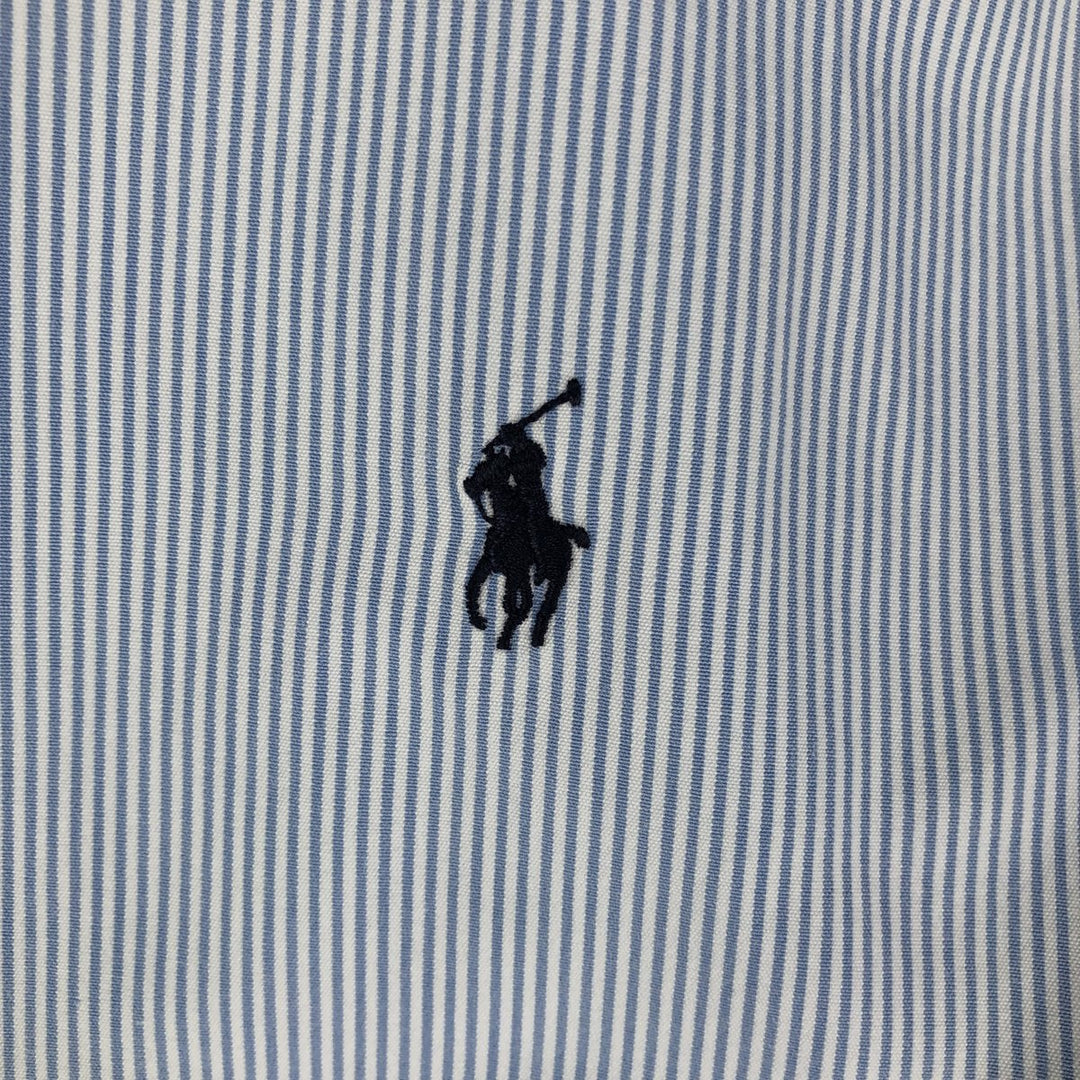 Ralph Lauren BLAKE Stripe Pattern Long Sleeve Button-Down Shirt, Men's Size XL cotton Blue type light blue Vintage Second Hand