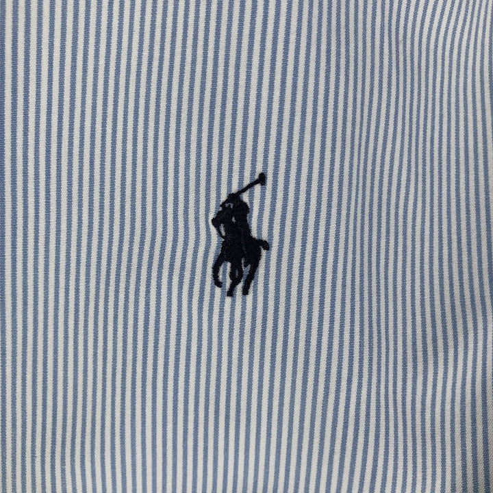 Ralph Lauren BLAKE Stripe Pattern Long Sleeve Button-Down Shirt, Men's Size XL cotton Blue type light blue Vintage Second Hand